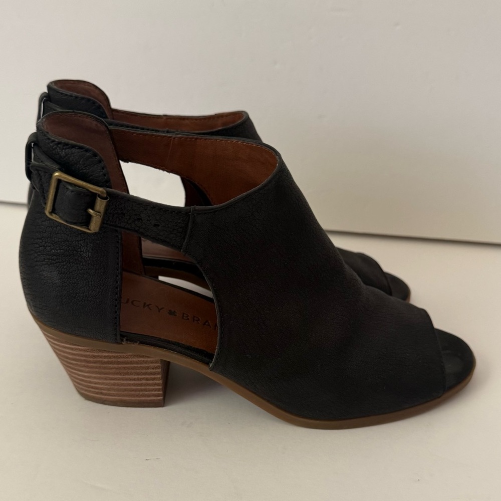 Lucky Brand Barimo Open Toe Leather Bootie Size 8 - Picture 5 of 8